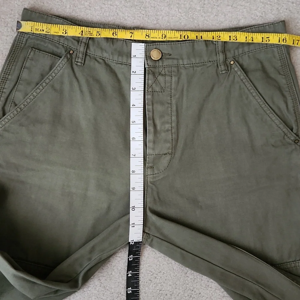 TORY BURCH Carpenter Pants Olive Green Wide Barrel Leg Pants Size 28